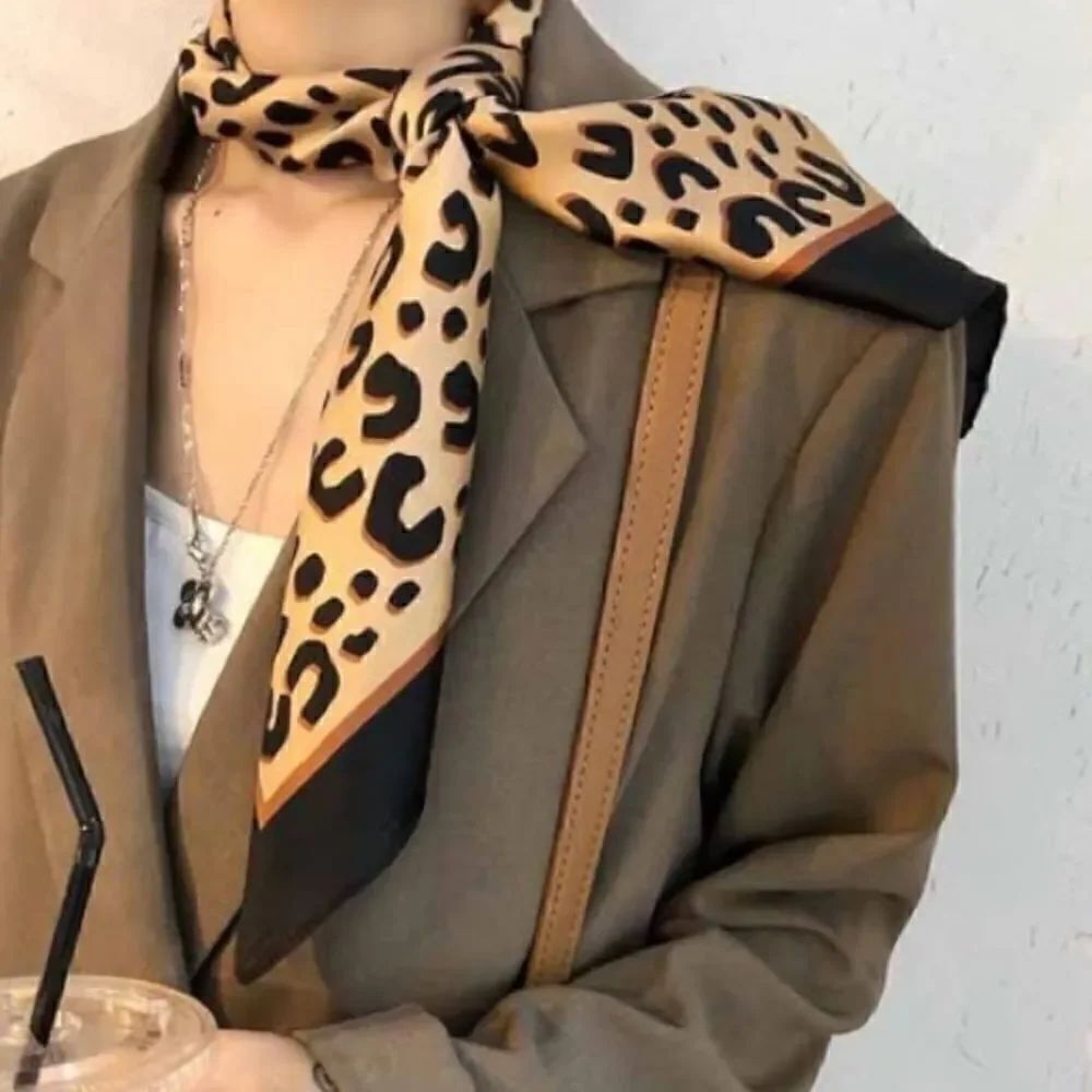 Leopard Print Silky Scarf